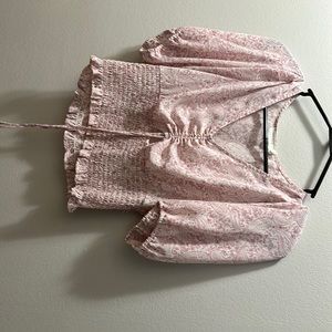 Pink and white paisley crop top